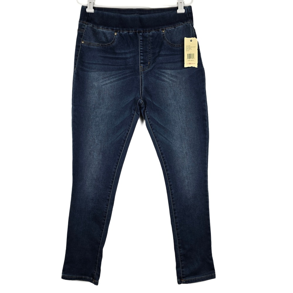 Reba Southwestern Sunset Dark Wash Pull On Skinny Jeans Large NWT 1909-2804